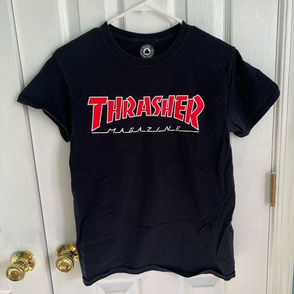 Thrasher Mens Small Black & Red Cotton‎ Short Sleeve Shirt